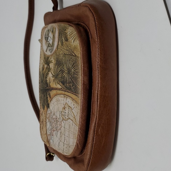 Jeon Los Angeles Genuine Leather Brown Clutch Sachel Handbag Palm Tree Purse - Picture 11 of 12